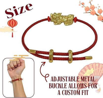 Pi Xiu Pi Yao Gold Plated Bracelet – Unisex Steel Rope Couple Bracelet with Adjustable Metal Buckle | Lucky Wealth Charm Jewelry