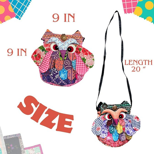 Handmade Thai Owl Patchwork Fabric Bag – Unique Cotton Tote for Daily use