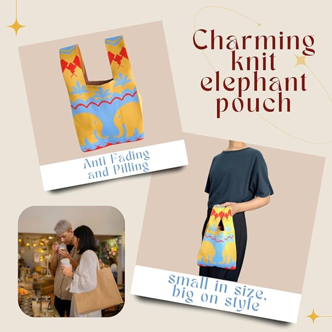 Handmade Thai Woven Shoulder Bag with Elephant Pattern – Boho Tote, Eco-Friendly, Everyday Purse, Festival &amp; Travel Gift