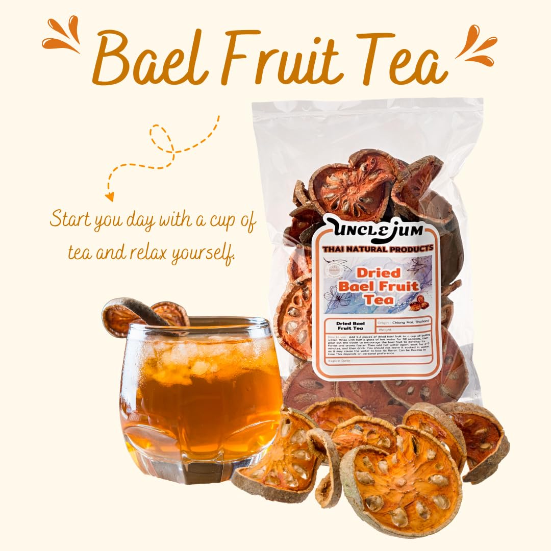 UNCLEJUM Bael Fruit Tea – Thai Herbal Gourmet Loose Tea (Fruity Aroma, Caffeine-Free)
