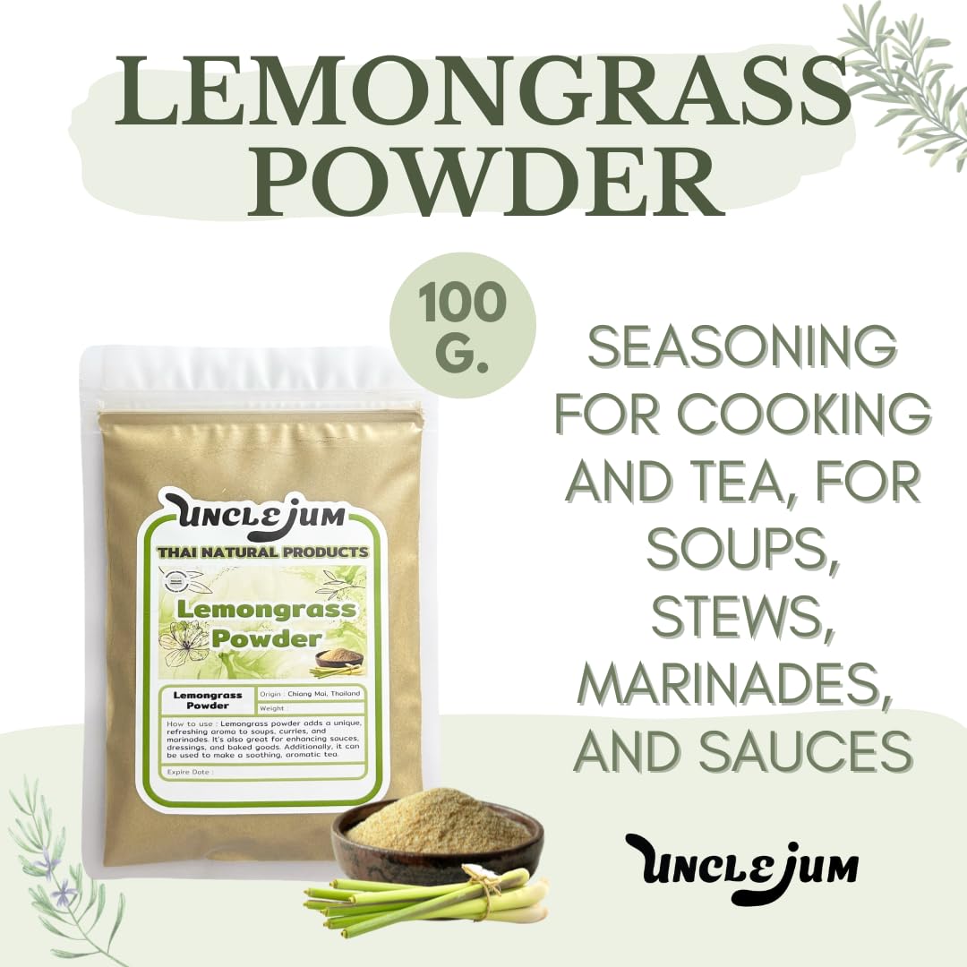 UNCLEJUM Thai Lemongrass Powder – Seasoning for Cooking & Tea (100g / 3.52oz)