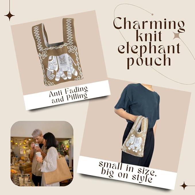 Handmade Thai Woven Shoulder Bag with Elephant Pattern – Boho Tote, Eco-Friendly, Everyday Purse, Festival &amp; Travel Gift