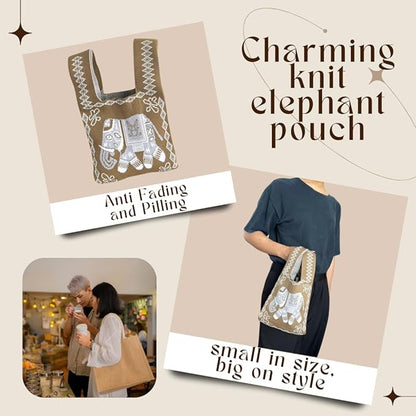 Handmade Thai Woven Shoulder Bag with Elephant Pattern – Boho Tote, Eco-Friendly, Everyday Purse, Festival &amp; Travel Gift