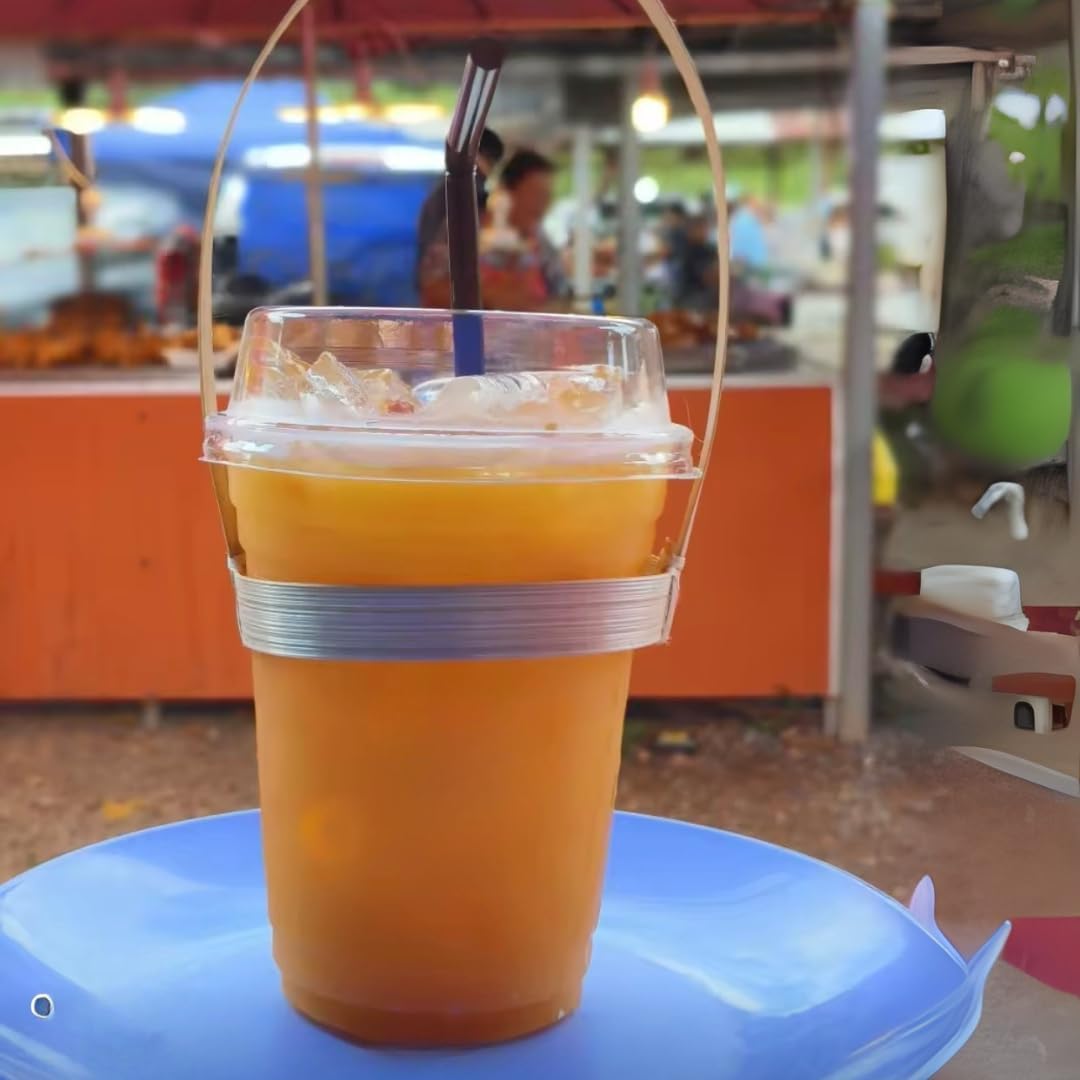 50 Pieces Natural Bamboo Cup Holder Handle – Handmade Woven Drink Carrier Rings for 16–28 oz Cups &amp; 9–11 oz Dessert Bowls | Eco-Friendly Takeaway Supply by UNCLEJUM