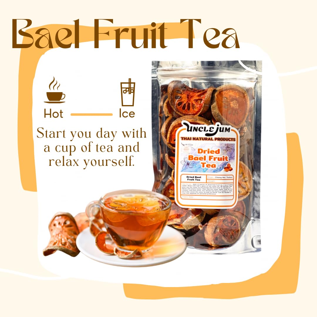 UNCLEJUM Bael Fruit Tea – Thai Herbal Gourmet Loose Tea (Fruity Aroma, Caffeine-Free)