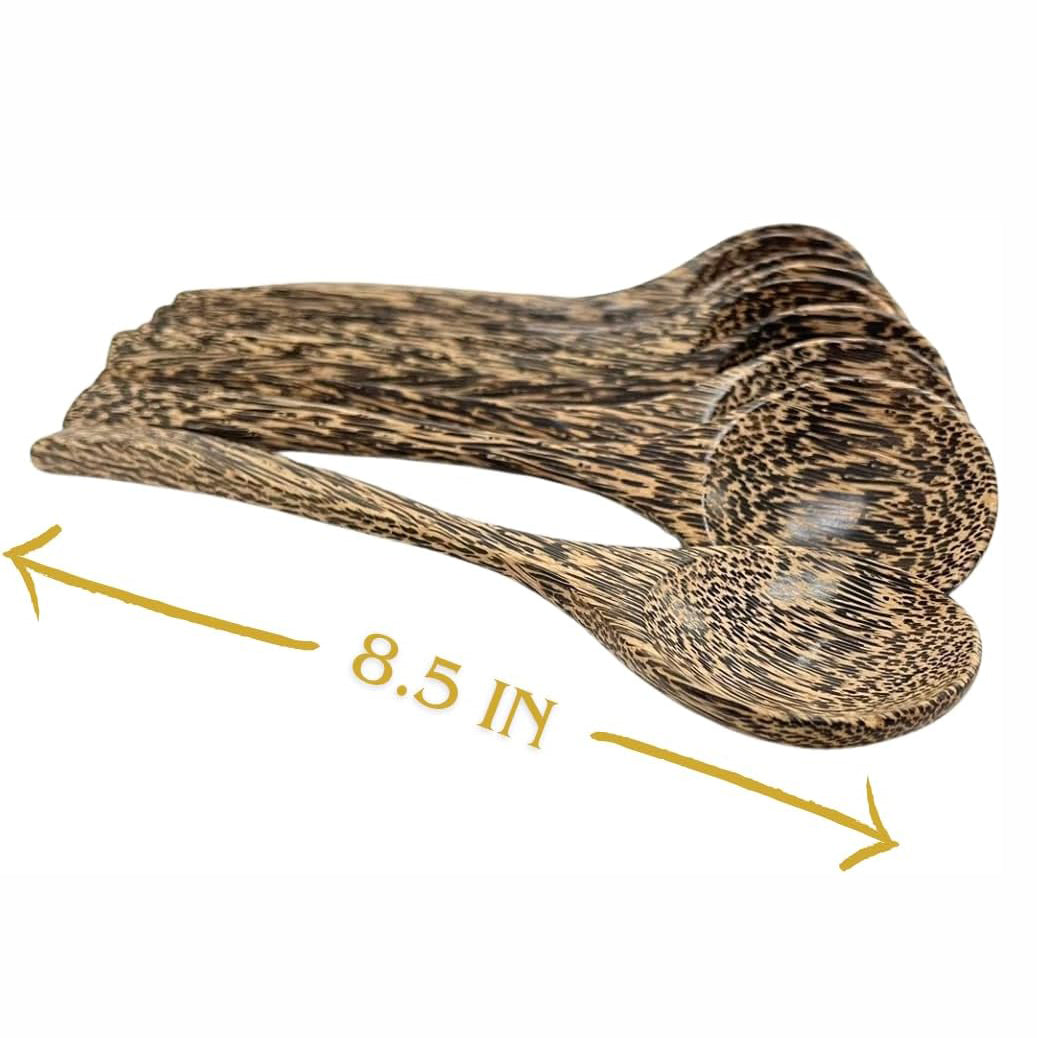 Palm Wood Soup Ladle 8.5” – Handcrafted Long Handle Wooden Spoon for Soup, Curry, Ice Cream & Dessert | UNCLEJUM