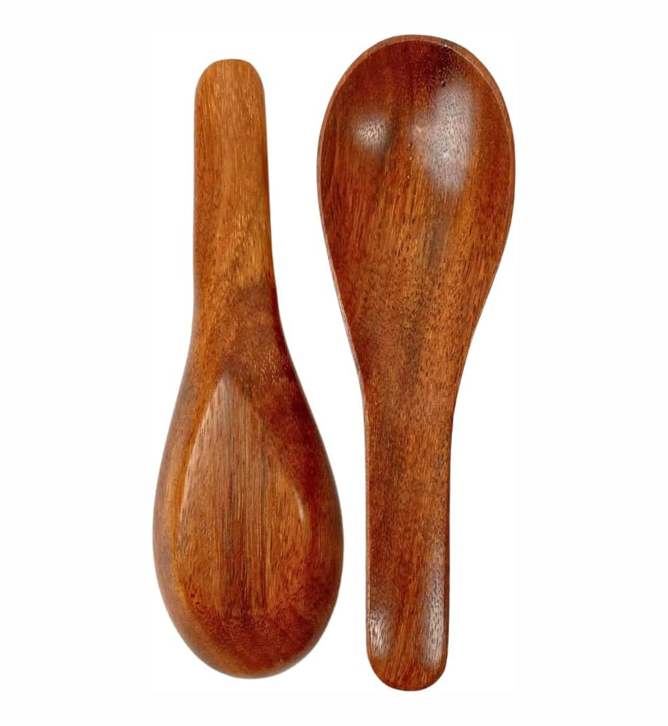 2,6,10 PCS Asian Wooden Soup Spoons – Lightweight 6-inch Natural Wood Table Spoons for Ramen, Rice & Everyday Dining Set