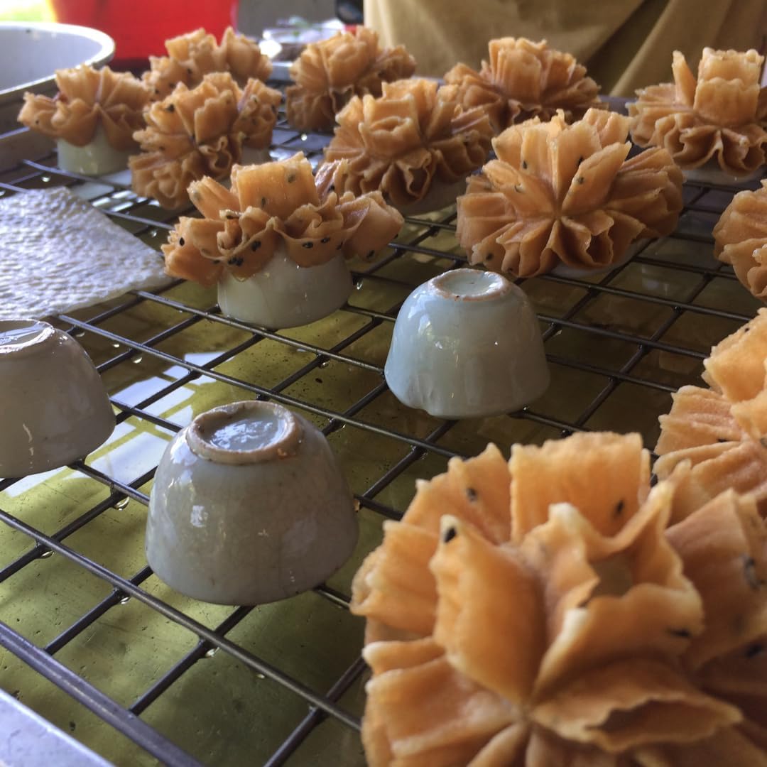 Thai Fried Flower Cake Mold – Brass Dok Jok / Kembang Goyang Dessert Maker