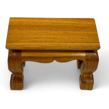 Mini Thai Wood Table for Buddha Statue Sculpture Stand, Pedestal, Cozy Asian Decoration (3×6 inches)