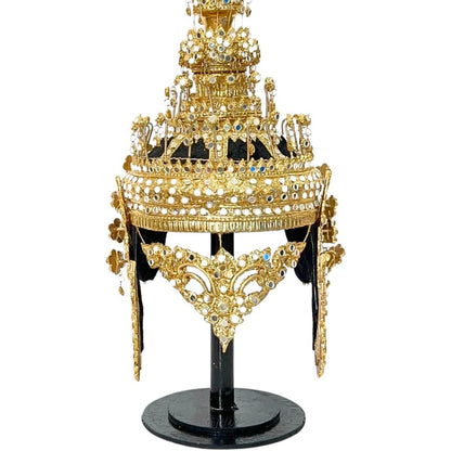 Thai Crown Dancer Headdress (Chada Gold Ceremonial) – Traditional Thai Dance Costume Accessory by UNCLEJUM