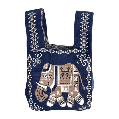 Handmade Thai Woven Shoulder Bag with Elephant Pattern – Boho Tote, Eco-Friendly, Everyday Purse, Festival &amp; Travel Gift