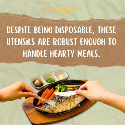 Disposable Wooden Cutlery Set – 150 Pcs (50 Spoons, 50 Forks, 50 Knives) – 6.5 inch Eco Flatware for Camping, BBQ, Parties &amp; Picnics | UNCLEJUM