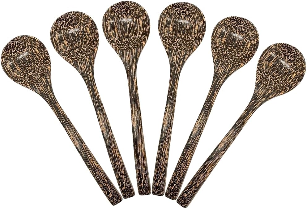Palm Wood Soup Ladle 8.5” – Handcrafted Long Handle Wooden Spoon for Soup, Curry, Ice Cream & Dessert | UNCLEJUM