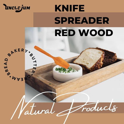 Red Wood Bread Spreader Knife – 6 Inch Small Spatula for Butter, Jam, and Bakery – Wooden Handle Stainless Blade Kitchen Tool