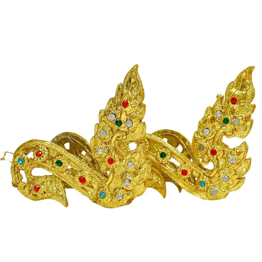 Thai Traditional Dance Armbands – Gilt Jeweled Upper Arm Bracelets (Pair) by UNCLEJUM