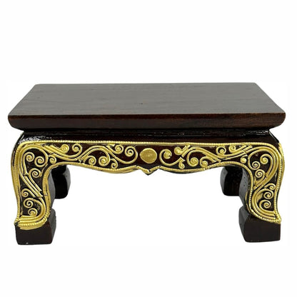 Thai Wooden Altar Stand – Hand-Carved Pedestal for Buddha Statue or Sculpture, Traditional Thai Pattern, W8 × D5 × H4 inches