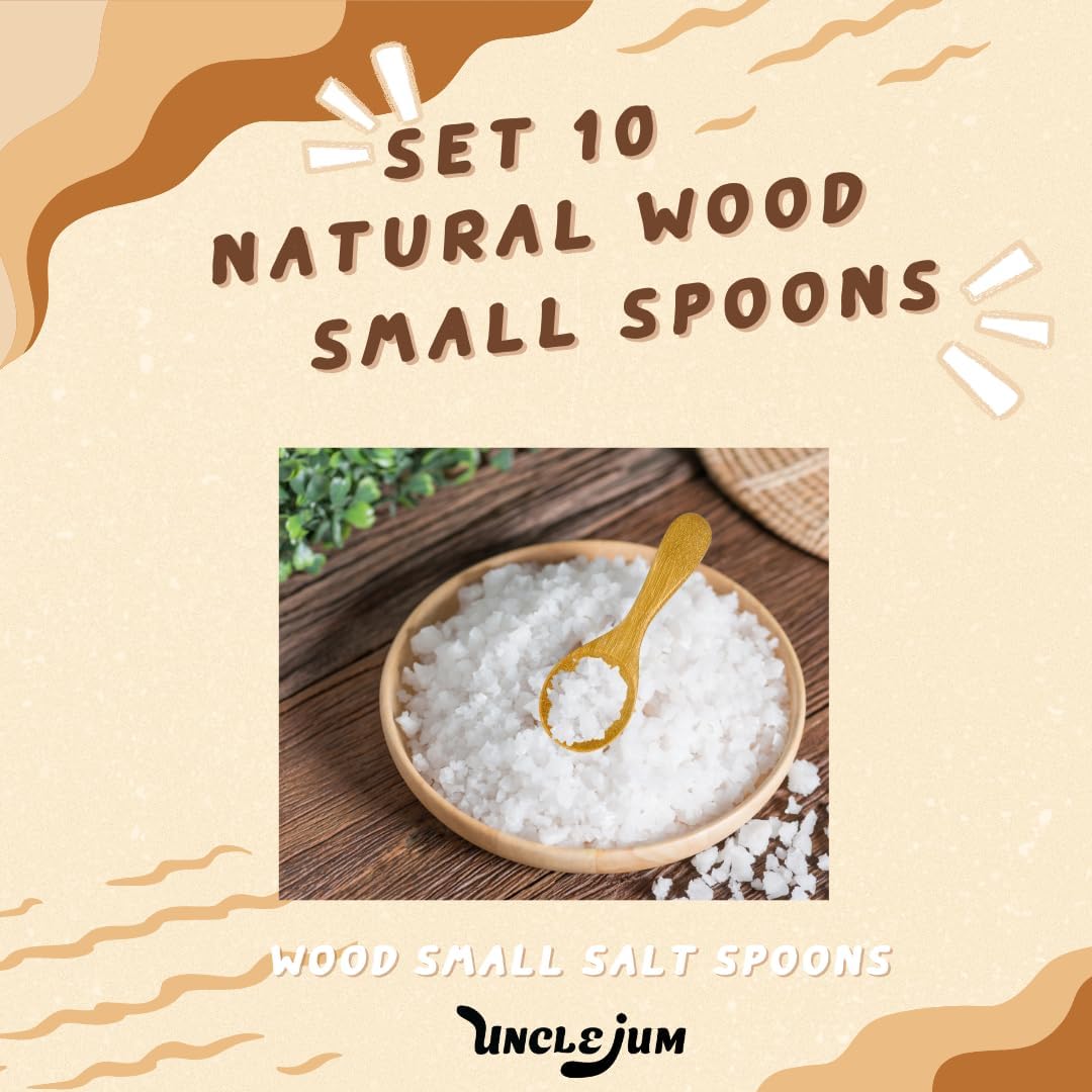 Natural Wooden Mini Spoons 3” (Set of 10) – Handmade Small Wooden Utensils for Sugar, Salt, Seasoning & Condiments | UNCLEJUM
