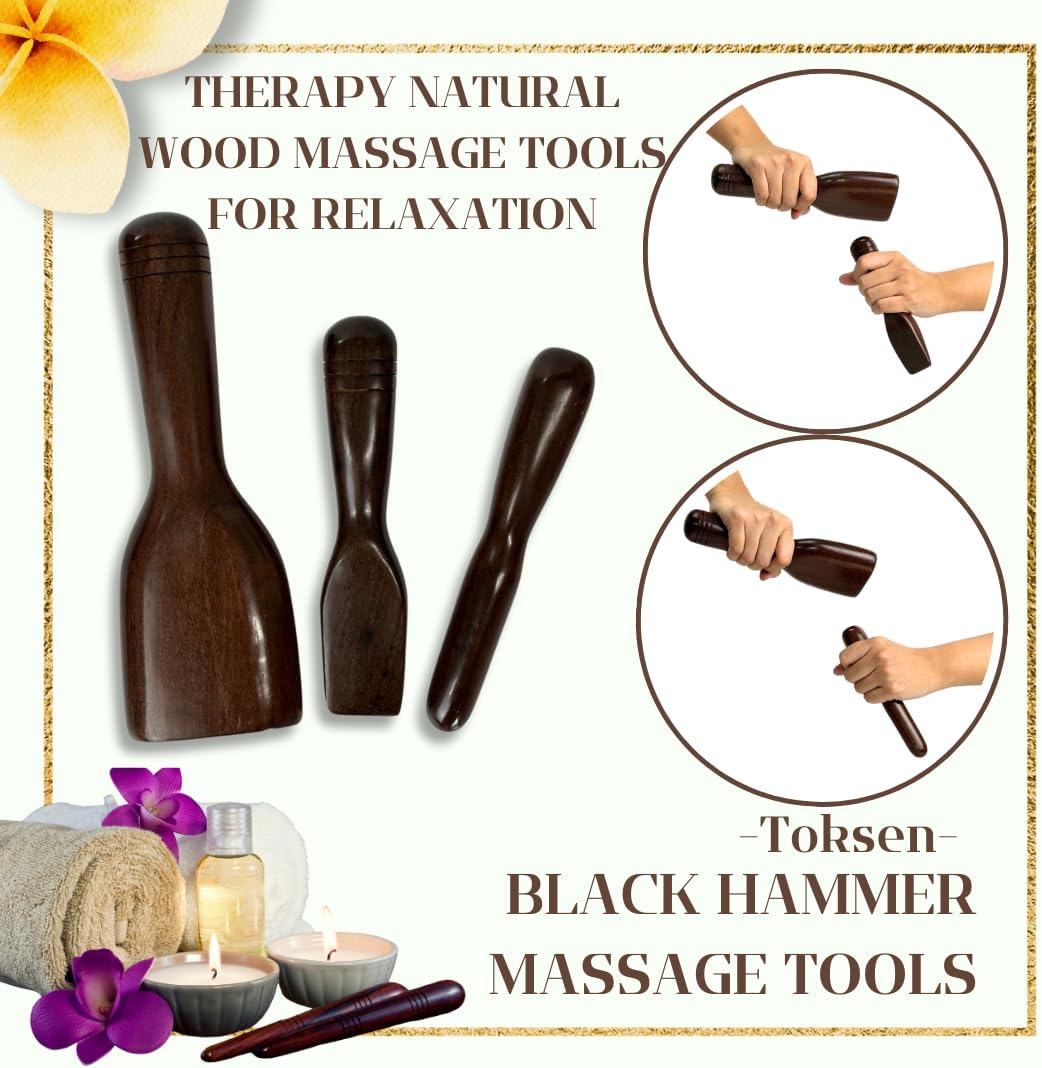 Handmade Tok-Sen Massage Tools: Thai Wood Hammer Therapy Set