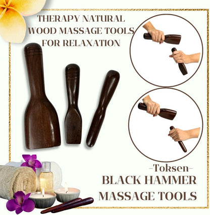 Handmade Tok-Sen Massage Tools: Thai Wood Hammer Therapy Set