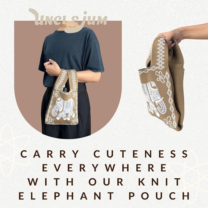 Handmade Thai Woven Shoulder Bag with Elephant Pattern – Boho Tote, Eco-Friendly, Everyday Purse, Festival &amp; Travel Gift