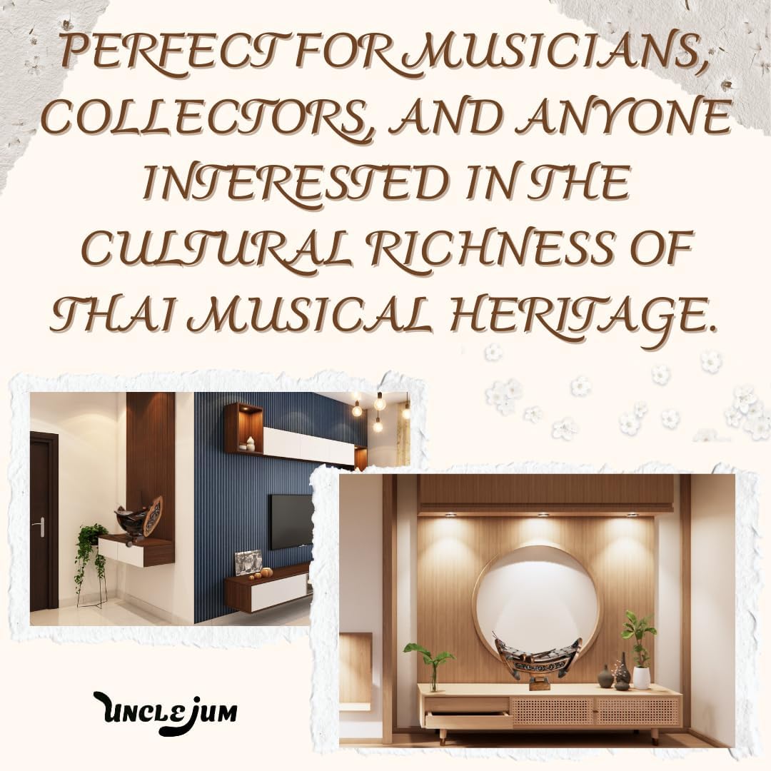 Thai Traditional Teakwood Xylophone – 8 Bar Notes, 16" Handmade Musical Instrument from Thailand