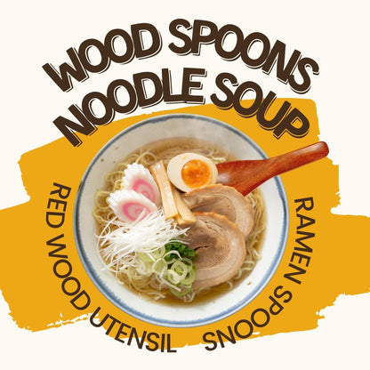 2,6,10 PCS Asian Wooden Soup Spoons – Lightweight 6-inch Natural Wood Table Spoons for Ramen, Rice & Everyday Dining Set