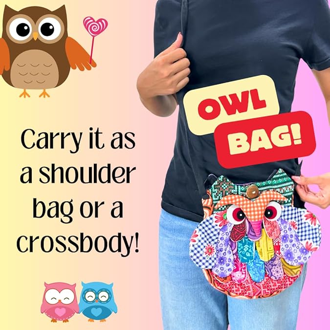Handmade Thai Owl Patchwork Fabric Bag – Unique Cotton Tote for Daily use