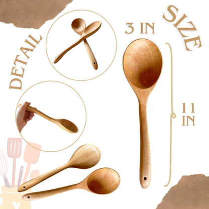 Set of 2 Natural Wooden Ladles – Handmade Palm Wood Soup Spoons 11 Inches, Eco-Friendly Kitchen Utensils & Tools