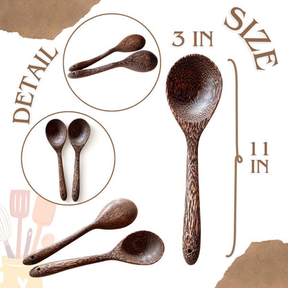 Set of 2 Natural Wooden Ladles – Handmade Palm Wood Soup Spoons 11 Inches, Eco-Friendly Kitchen Utensils & Tools