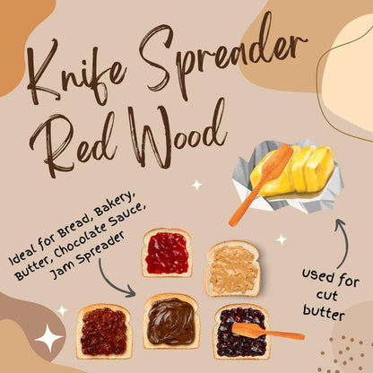 Red Wood Bread Spreader Knife – 6 Inch Small Spatula for Butter, Jam, and Bakery – Wooden Handle Stainless Blade Kitchen Tool