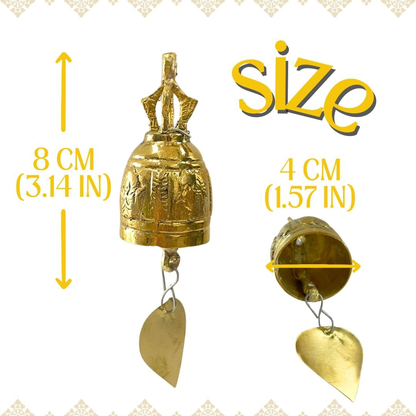 UNCLEJUM Handcrafted Thai Brass Temple Bell – 3-Inch Traditional Buddhist Hanging Bell for Meditation, Prayer, Home, Garden & Thai Decor