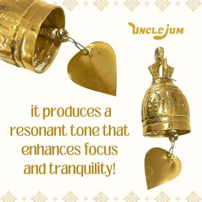UNCLEJUM Handcrafted Thai Brass Temple Bell – 3-Inch Traditional Buddhist Hanging Bell for Meditation, Prayer, Home, Garden & Thai Decor