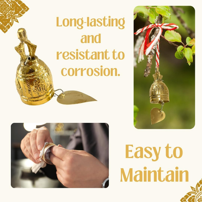 UNCLEJUM Handcrafted Thai Brass Temple Bell – 3-Inch Traditional Buddhist Hanging Bell for Meditation, Prayer, Home, Garden & Thai Decor