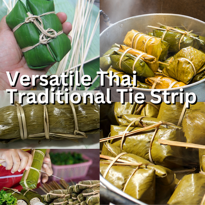 UNCLEJUM Thai Handmade Bamboo Tie Strips – 100 Natural Bamboo Binding Strips for Banana Leaf Wrapping, Sticky Rice, Thai Desserts, Gardening, Crafts & DIY (12 Inch)