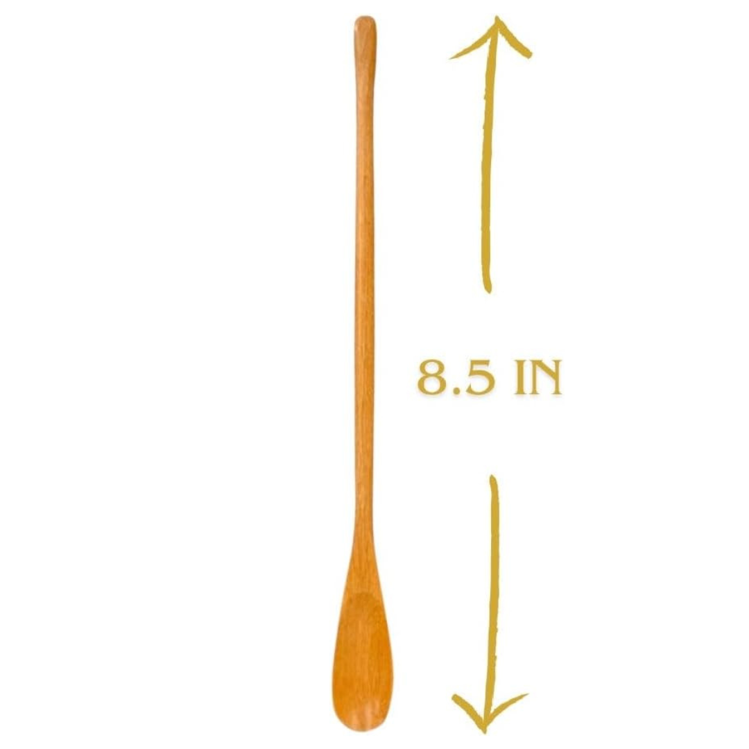 Set of 10 White Wood Long Handle Coffee Tea Drink Stirrer – Handmade Wooden Cocktail Mixing Spoons, 8.5 inch Bar & Cafe Utensil Set