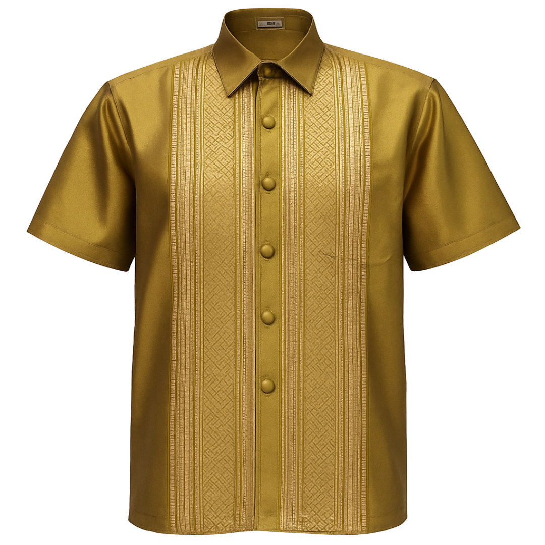 Men’s Thai Silk Short Sleeve Shirt with Pocket | Traditional Thai Design