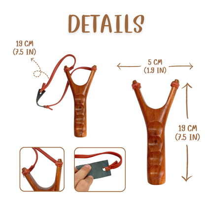 Traditional Thai Wooden Slingshot Catapult – Handmade Red Wood 7.5 in Handheld Outdoor Toy & Collectible
