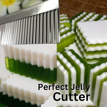 UNCLEJUM Thai Crinkle Cutter Serrated Knife – Stainless Steel Wavy Cutter for Agar Jelly, Grass Jelly, Khanom Chan, Vegetables & Decorative Food Slicing (5", 7", 10")