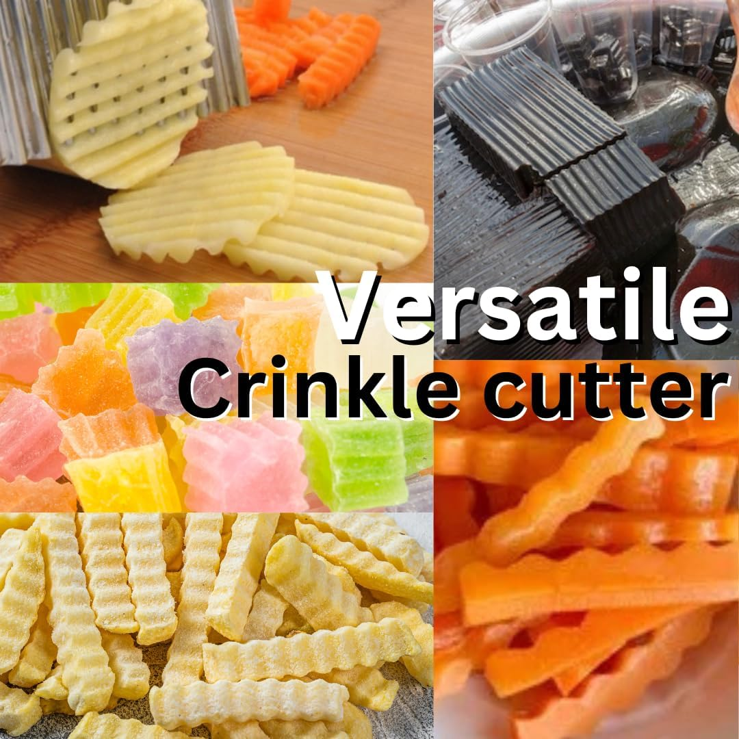 UNCLEJUM Thai Crinkle Cutter Serrated Knife – Stainless Steel Wavy Cutter for Agar Jelly, Grass Jelly, Khanom Chan, Vegetables & Decorative Food Slicing (5", 7", 10")