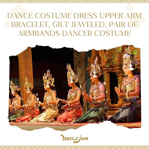 Thai Traditional Dance Armbands – Gilt Jeweled Upper Arm Bracelets (Pair) by UNCLEJUM