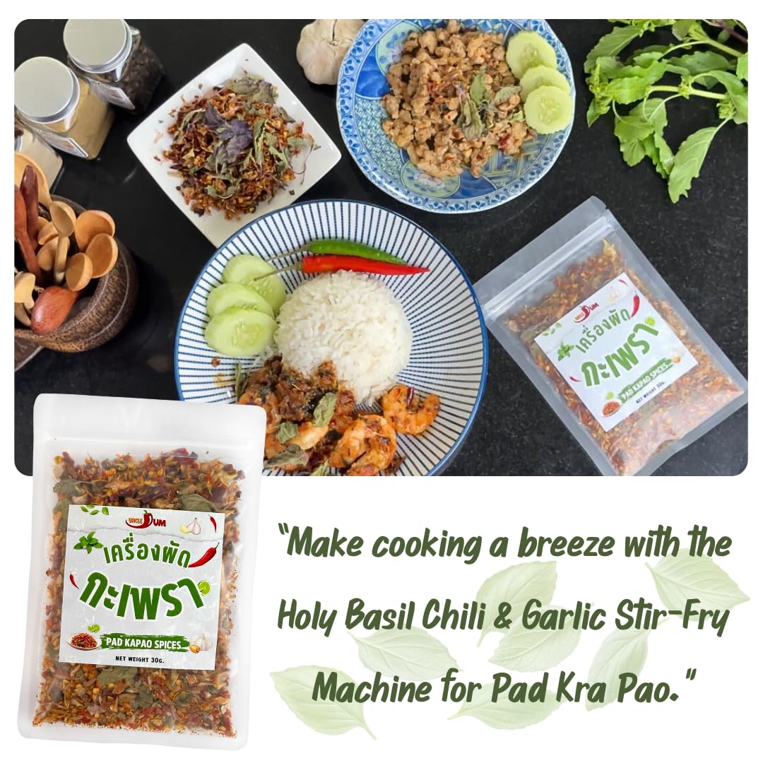 UNCLEJUM Pad-Kapao Spice Blend | Dried Thai Holy Basil, Chili & Garlic | Authentic Stir-Fry Seasoning 30g
