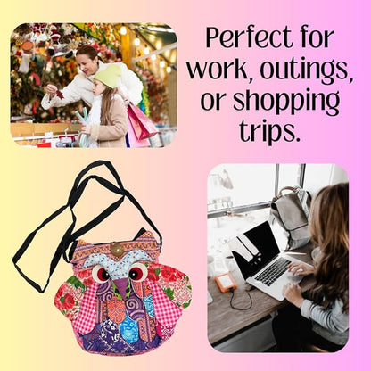 Handmade Thai Owl Patchwork Fabric Bag – Unique Cotton Tote for Daily use