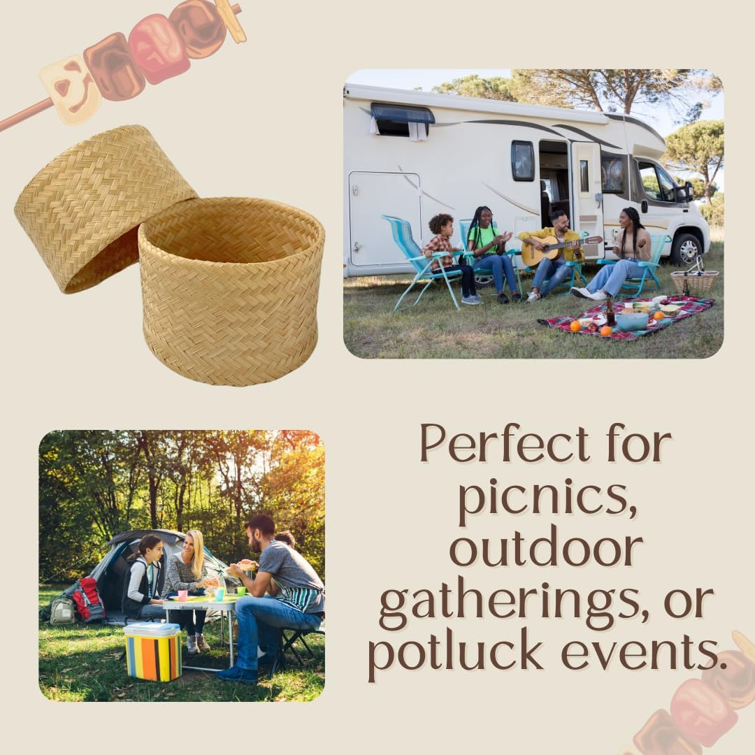 Handcrafted Woven Bamboo Sticky Rice Containers, 4.5 Inches | Traditional Thai Serving Basket | Natural Bamboo Kitchenware by UNCLEJUM