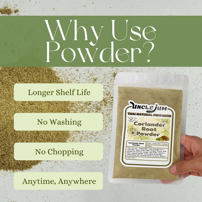 Thai Ground Coriander Root Powder – 100% Pure Coriander Root Spice | Authentic Thai Herb for Tom Yum, Curry Paste, Marinades & Asian Cooking | Product of Thailand
