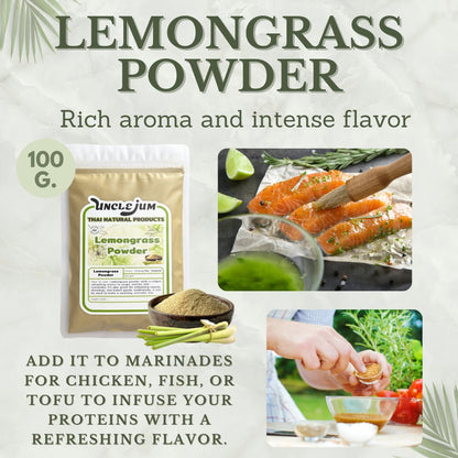 UNCLEJUM Thai Lemongrass Powder – Seasoning for Cooking & Tea (100g / 3.52oz)