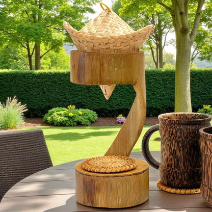 Bamboo Coffee Drip Set – 4" Basket with Lid + 2 Cups & Coasters + Drip Base | Eco-Friendly Pour-Over Coffee Kit, Sustainable Brewing Accessories