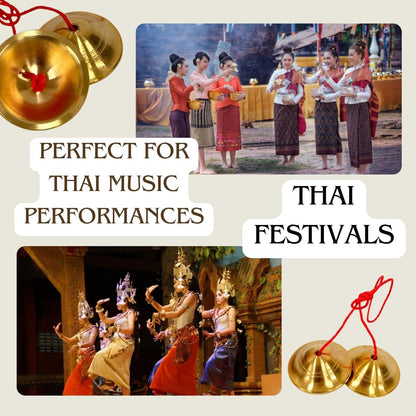 Thai Brass Cymbals – Handmade Traditional Thai Musical Instrument for Music and Dance
