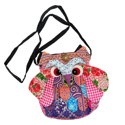 Handmade Thai Owl Patchwork Fabric Bag – Unique Cotton Tote for Daily use