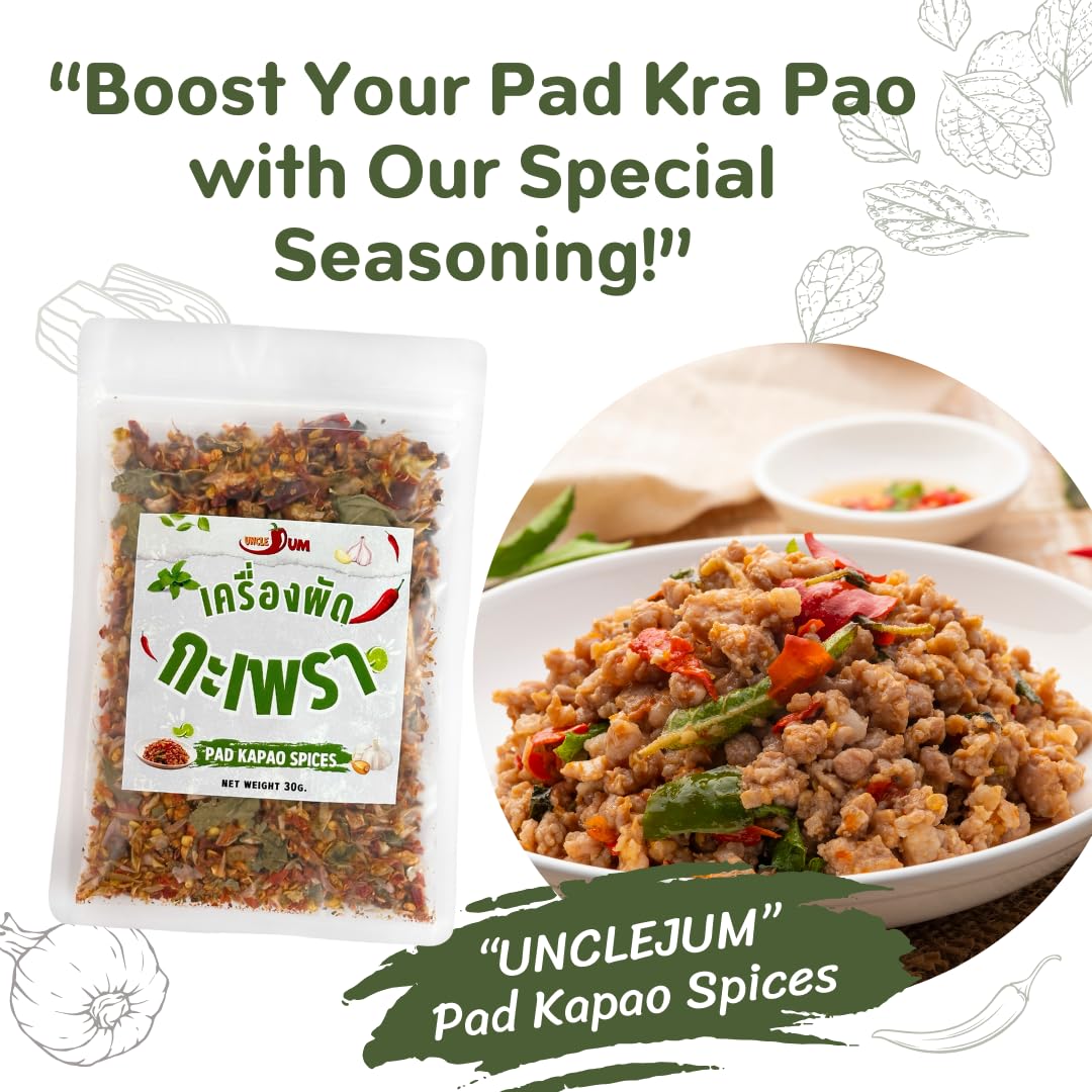 UNCLEJUM Pad-Kapao Spice Blend | Dried Thai Holy Basil, Chili & Garlic | Authentic Stir-Fry Seasoning 30g