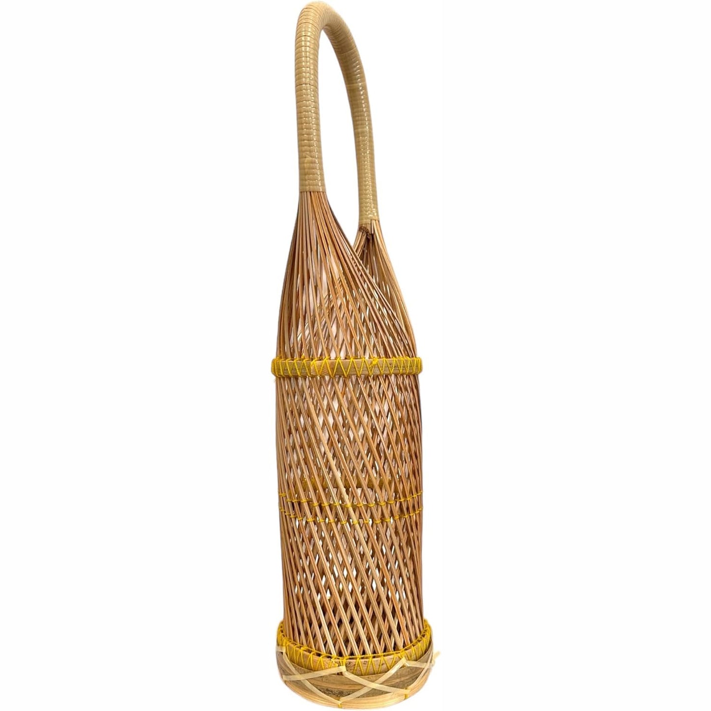 Woven Wine Bottle Basket – Rattan Bamboo Holder (16 inches)
